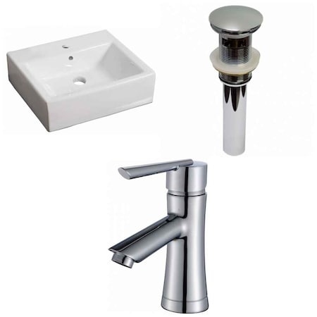 21-in. W Wall Mount White Vessel Set For 1 Hole Center Faucet